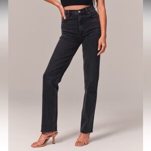 Abercrombie black ultra high rise 90’s straight jeans